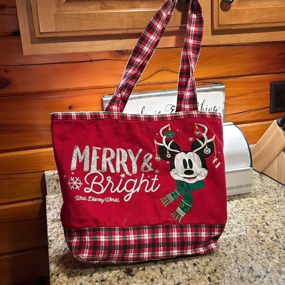 Disney Plaid Canvas Merry and Bright bag for Disney world